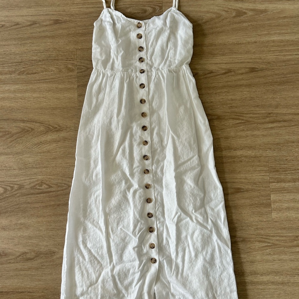 Madewell White Button-Front Maxi Dress